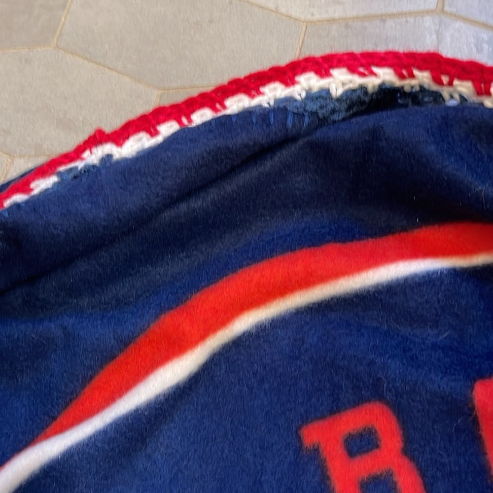 One of a Kind Unique Gift! Official Red Sox Blanket With Hand Made Trim - Picture 2 of 5